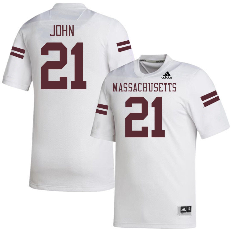 Massachusetts Minutemen #21 Jalen John College Football Jerseys Stitched-White